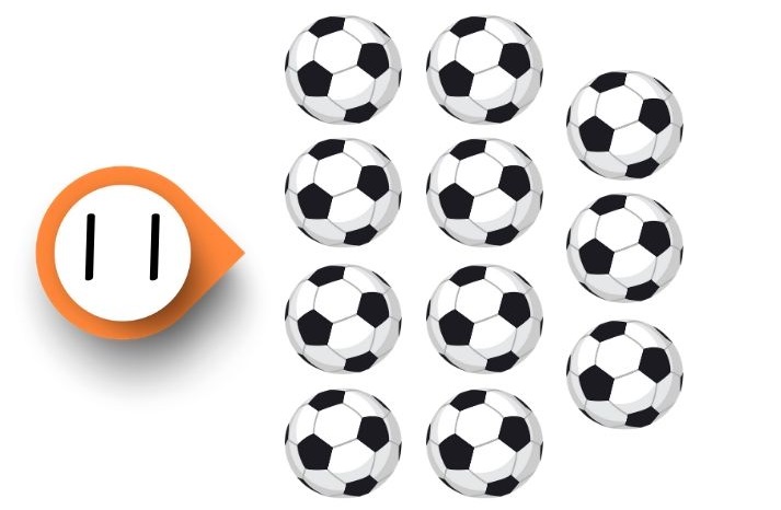 11 soccer balls