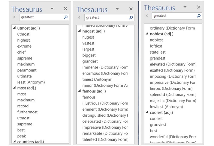 images from a thesaurus