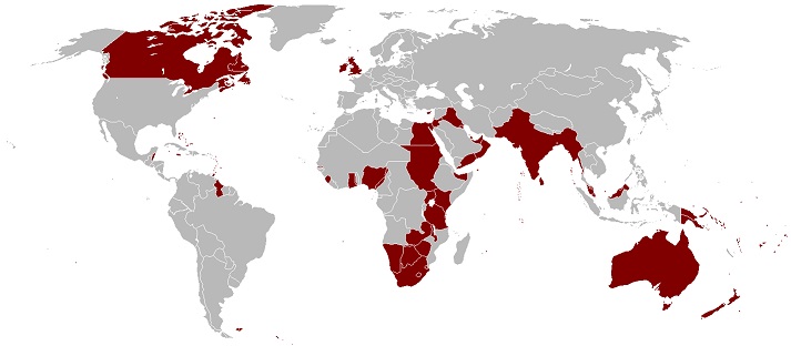 map of the British Empire in 1921