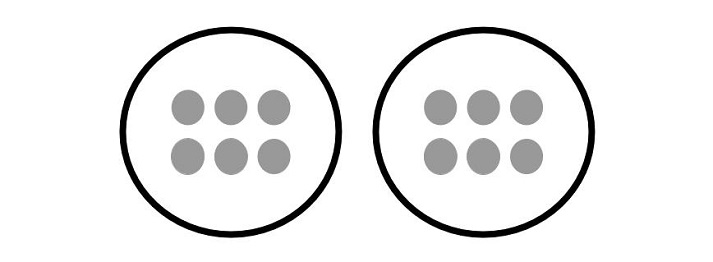 2 circles with 6 dots each