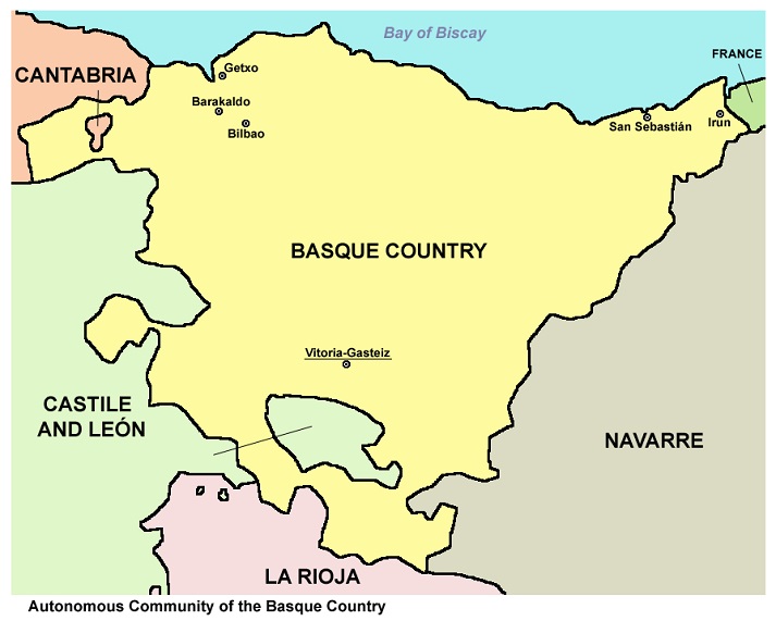 map of Basque Country, Spain