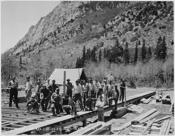 Construction at Rock Creek CCC Camp, Calif, 1933
