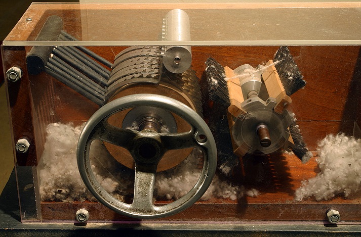cotton gin on display at the Eli Whitney Museum