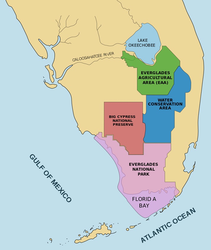 map showing federal lands in south Florida