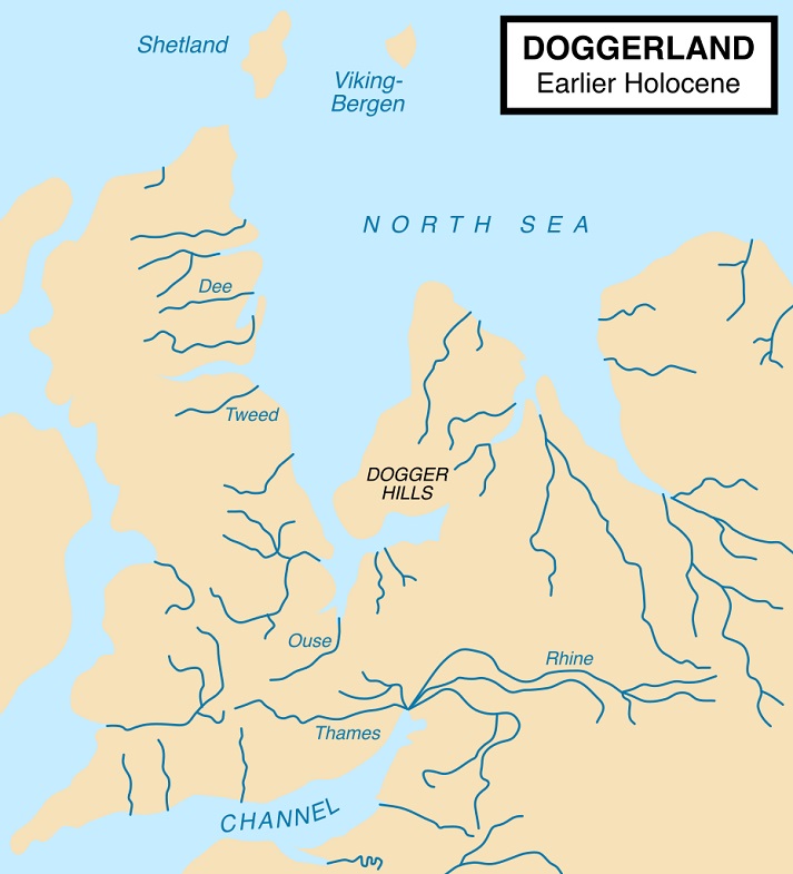 Doggerland which connected the British Isles and the European continent