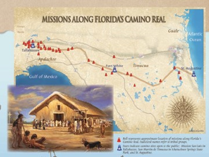map of trail across Florida used by the Spanish