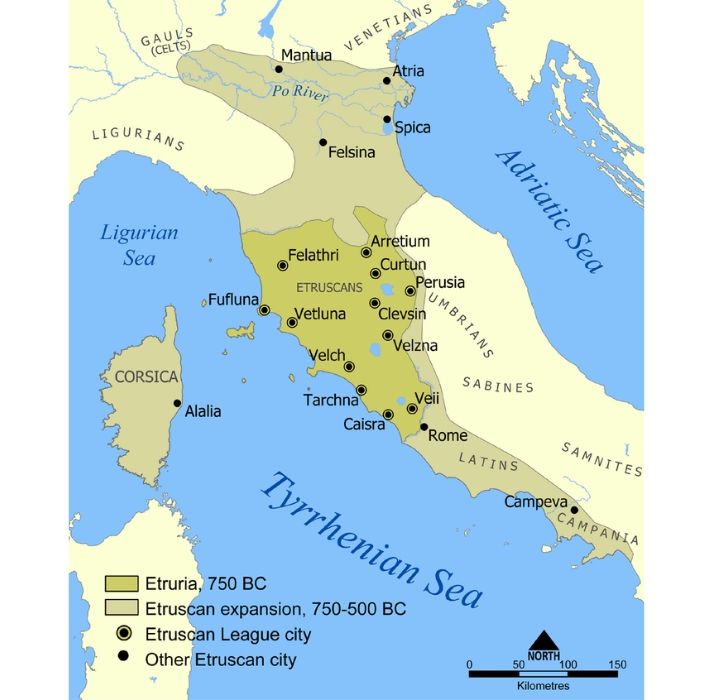 map of Etruscan civilization