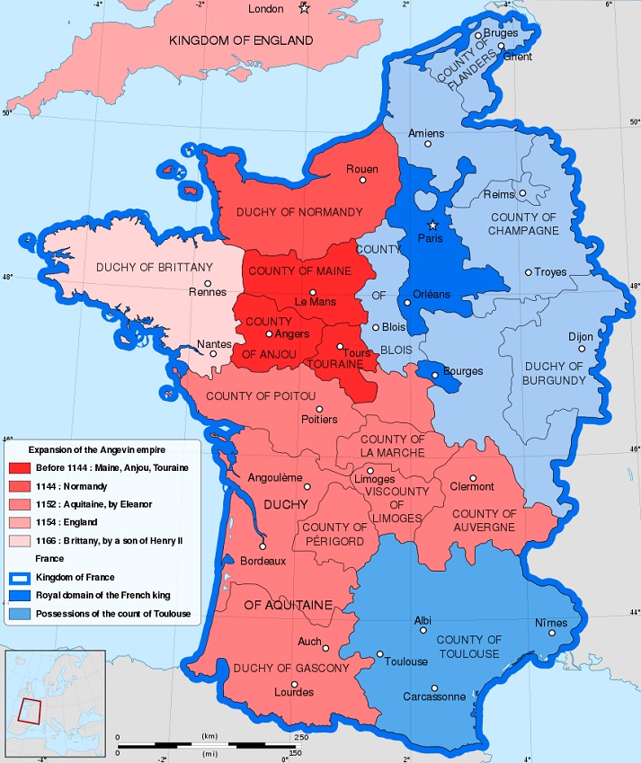 map of France, 1154