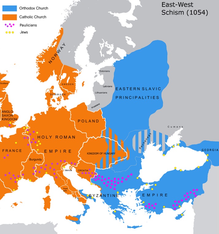 Great Schism map of 1054