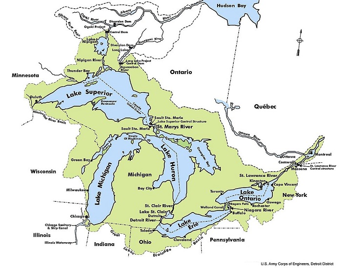 Map of the Great Lakes Basin