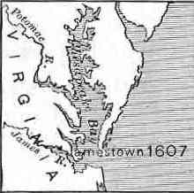 Map of Chesapeake Bay and Jamestown, 1607