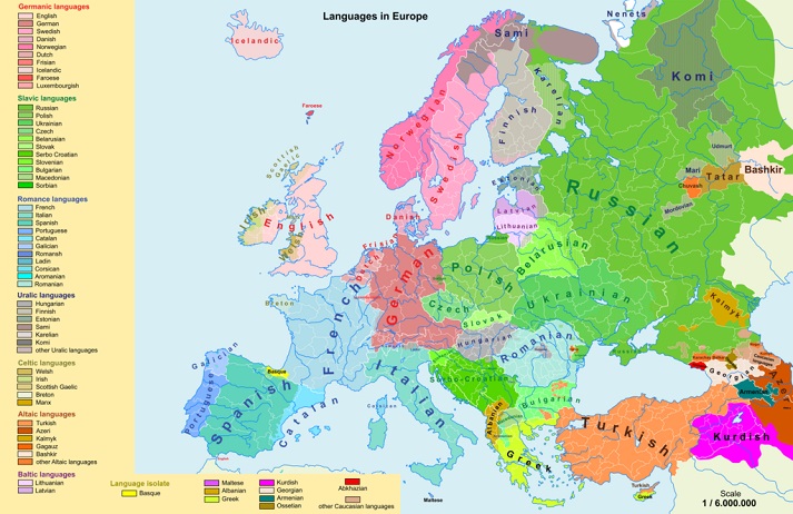 Languages of Europe map