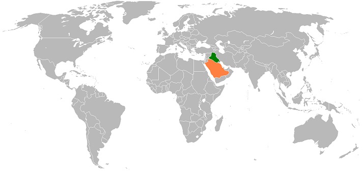 map indicating Saudi Arabia and Iraq