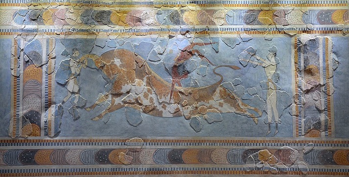 Minoan fresco depicting bull-leaping