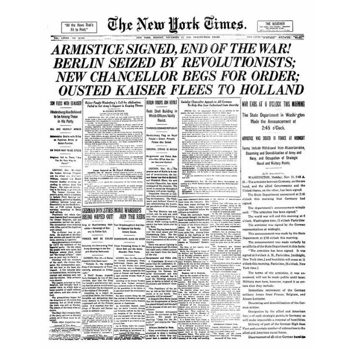 Armistice Day page from the New York Times