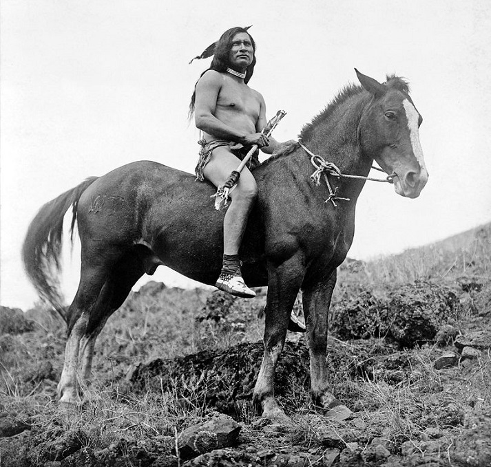 Nez Perce warrior on his horse