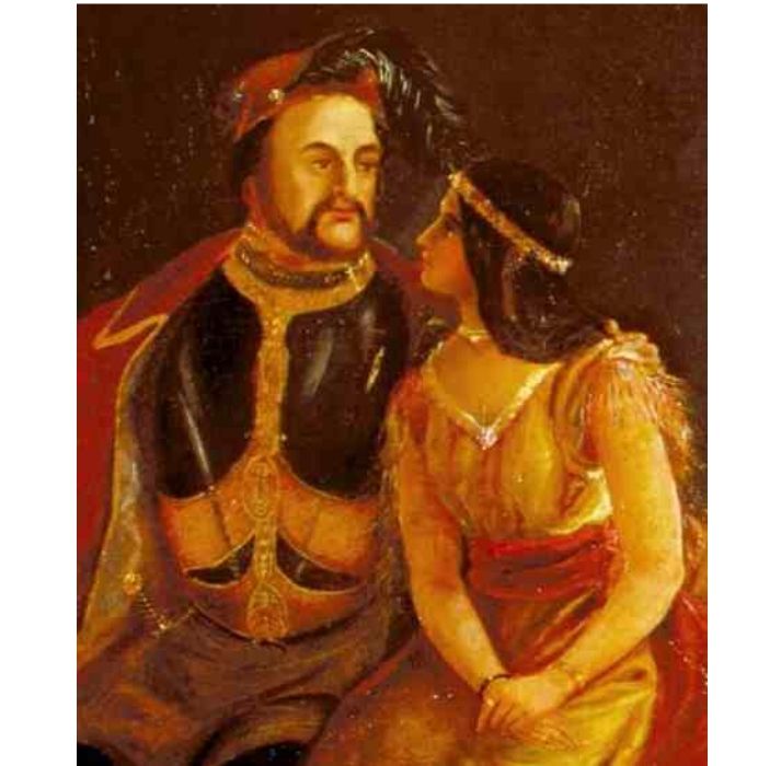 Pocahontas and John Rolfe portrait, early 1850s