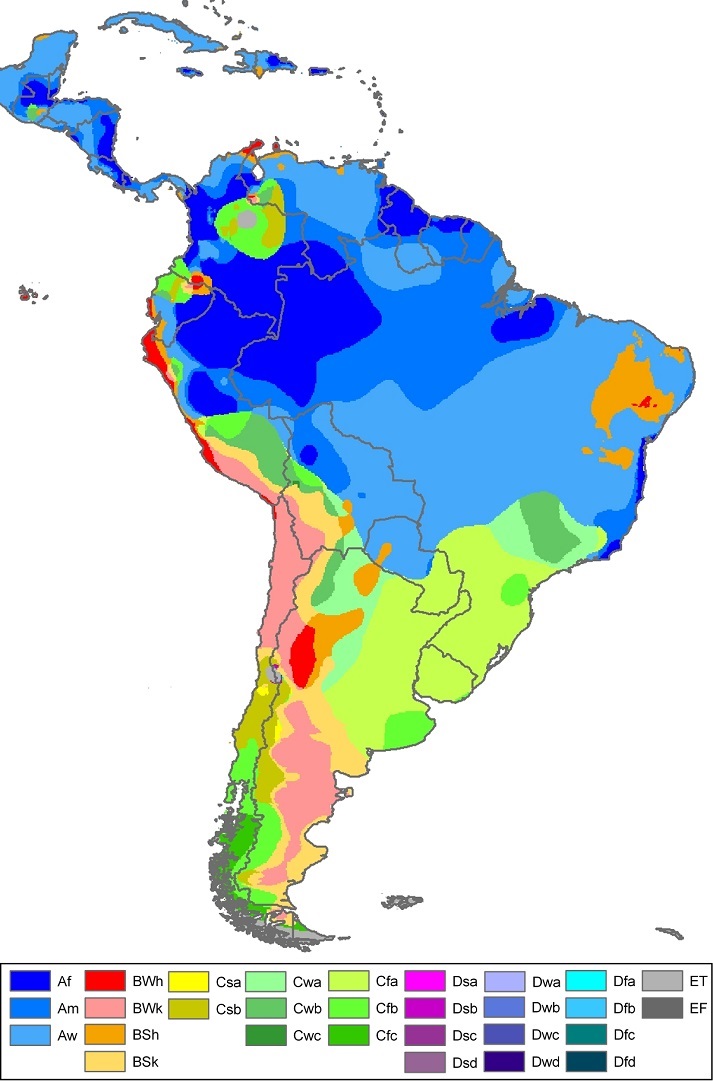 South America climate map