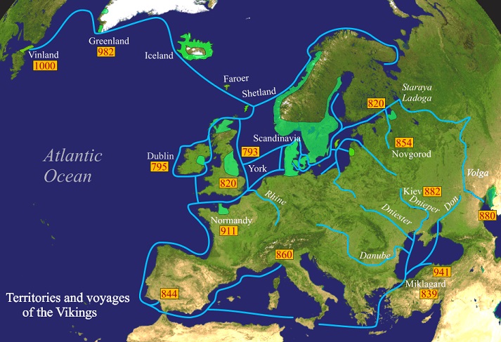Viking voyages map