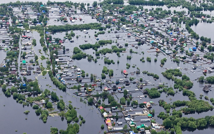 aerial view of flood