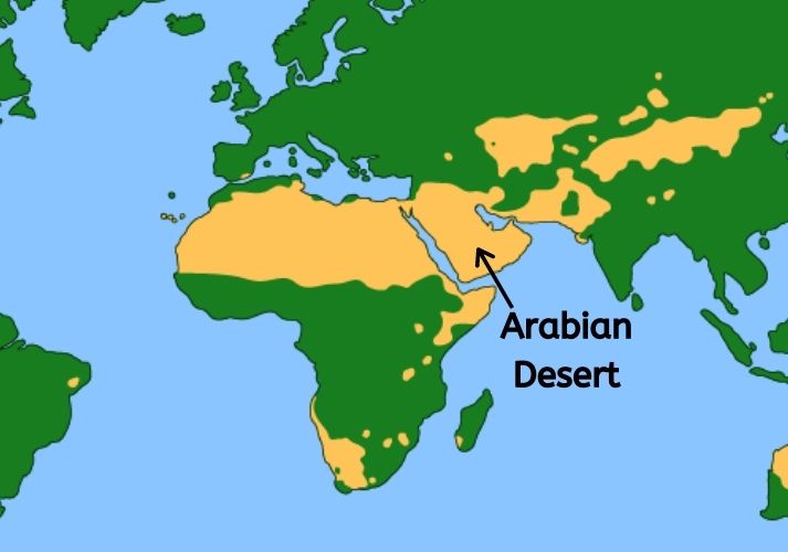 arabian desert location on world map