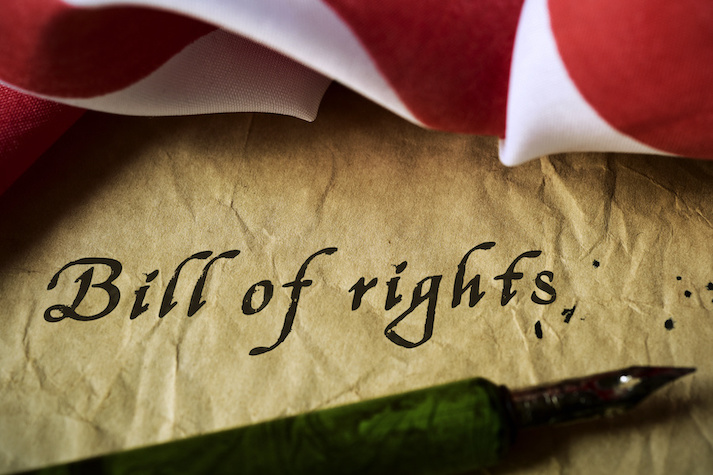 bill of rights with flag