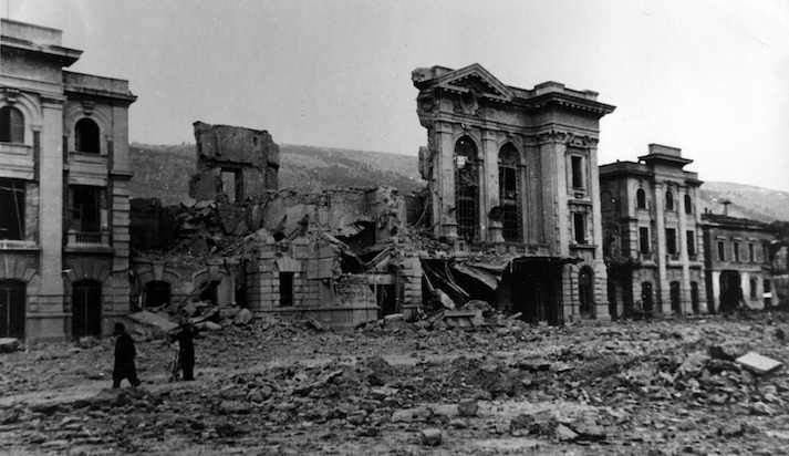 bombed european city