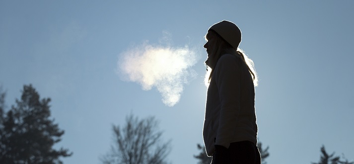 breath in cold air