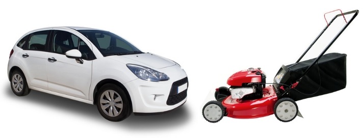 car and lawn mower