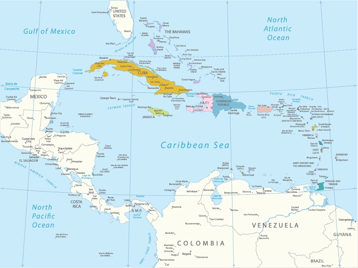 map of the Caribbean