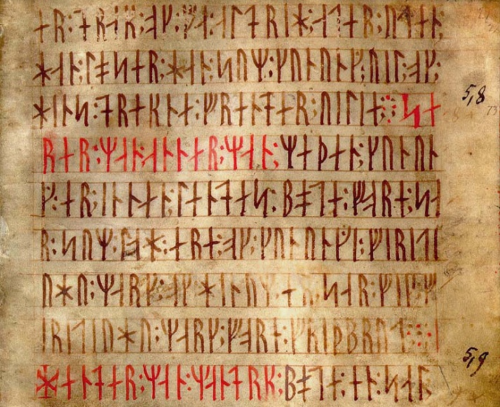 Codex runicus, written in runes