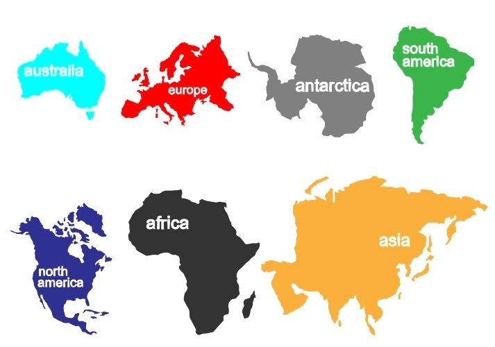 continents by size