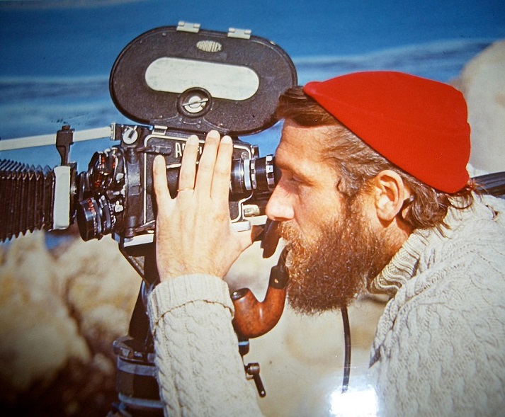 Cousteau filming during an expedition