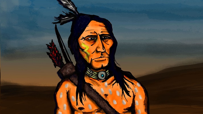 depiction of Crazy Horse in war paint