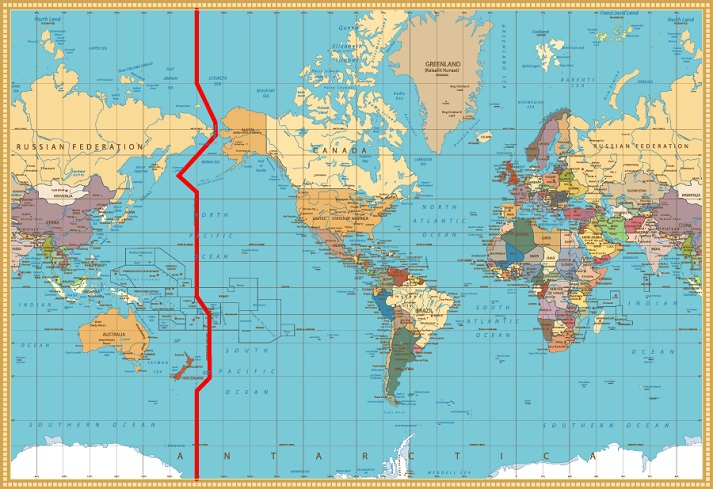 World Map International Date Line Map