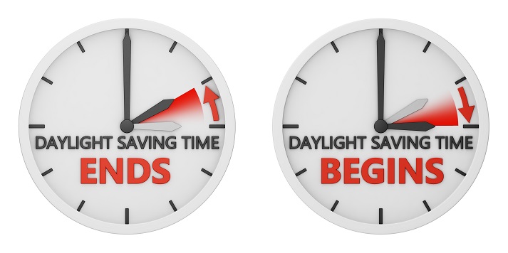 clocks showing dst in the spring and the fall
