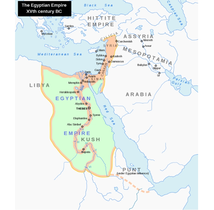 map of Egyptian Empire 1450 BC
