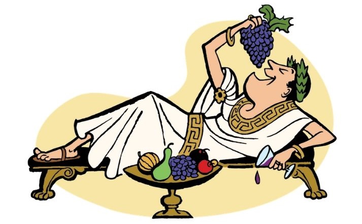 emperor lounging and eating grapes