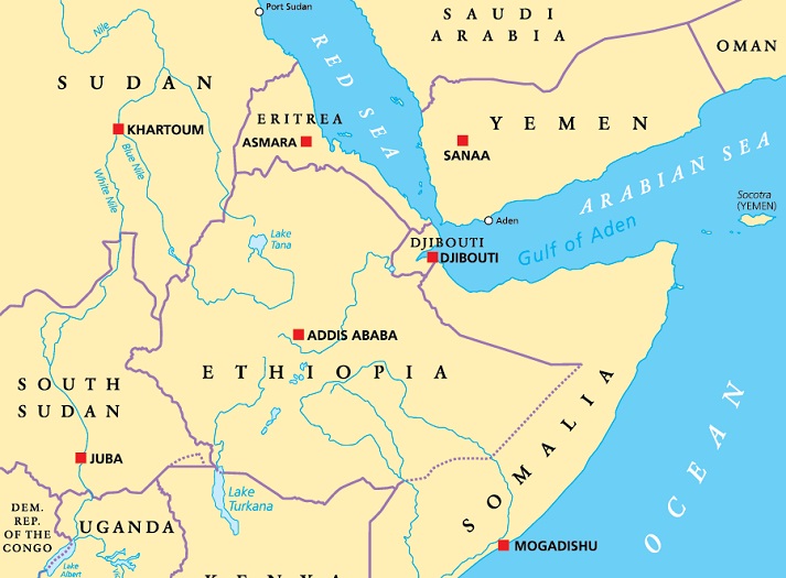 map of Ethiopia and Eritrea