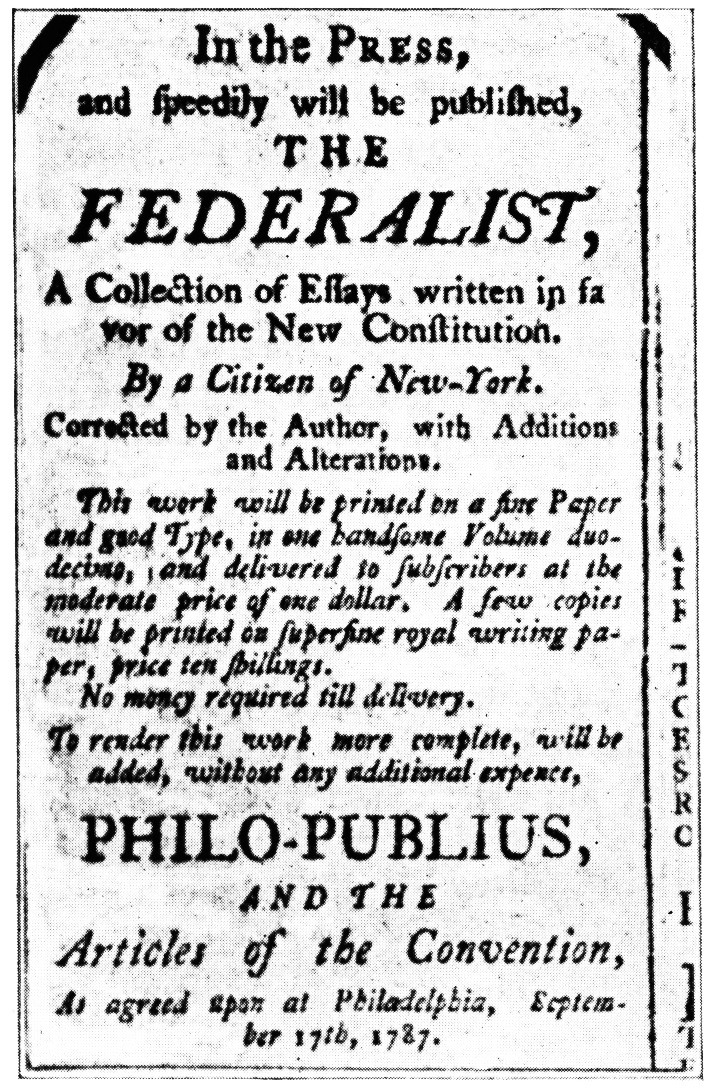 An Advertisement of The Federalist