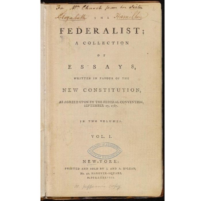 title page of the Federalist Papers