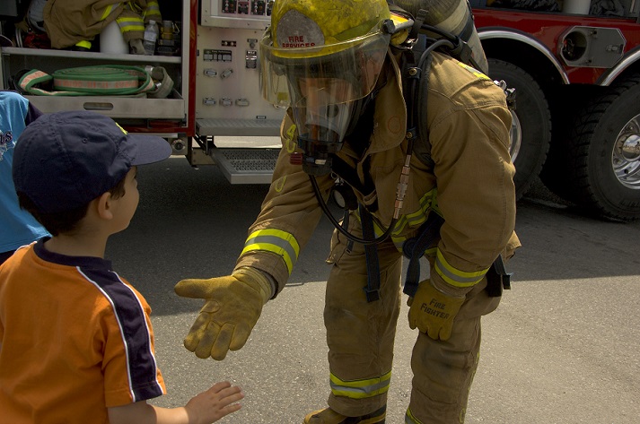 firefighter with child