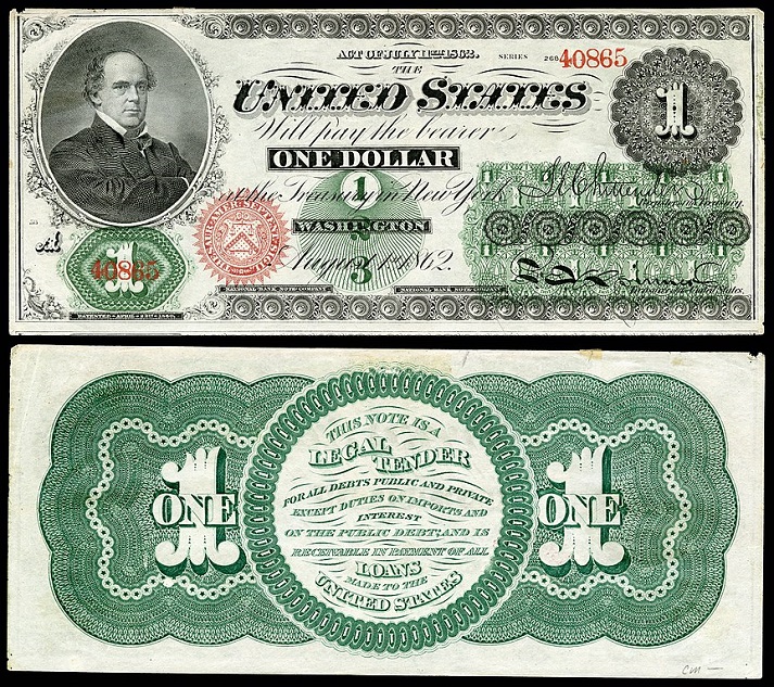 front and back of a one-dollar greenback