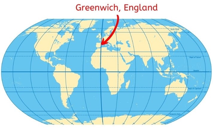 Greenwich Mean Time Line Map