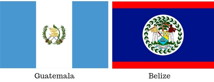 Guatemala and Belize flags