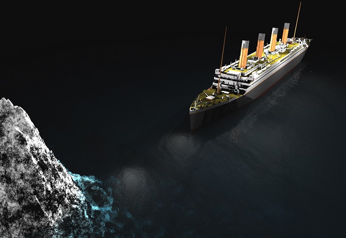 Titanic and iceberg