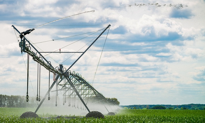 irrigation system watering a field