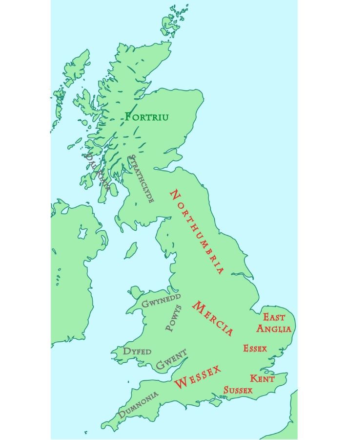 Great Britain kingdoms, 800 AD