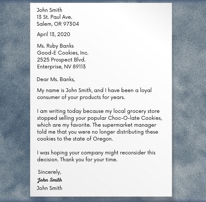 business letter example