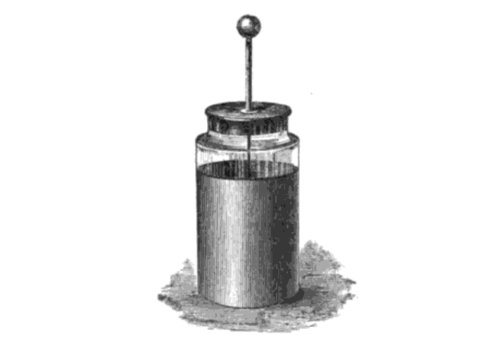drawing of a Leyden jar